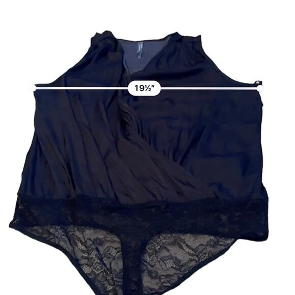 Anthropologie Yara Surplice Black Lace Wrap-Over Front Bodysuit Sz L NEW - Picture 12 of 14